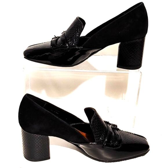 Donald Pliner Camden Pumps Square Toe Croc Embossed Patent Leather Womens Sz 6M - Picture 5 of 9